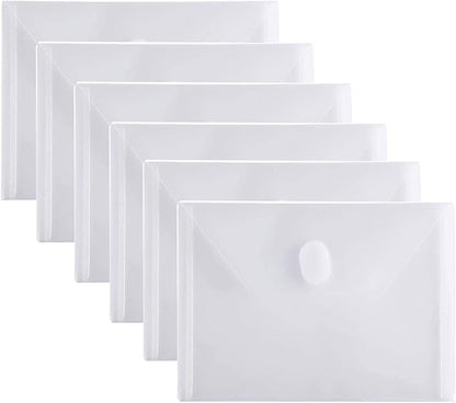 5x7 Small Plastic Envelopes Receipt Check Storage File Holder Case 6 Pack Hook & Loop Closure (Clear-6 Pack)