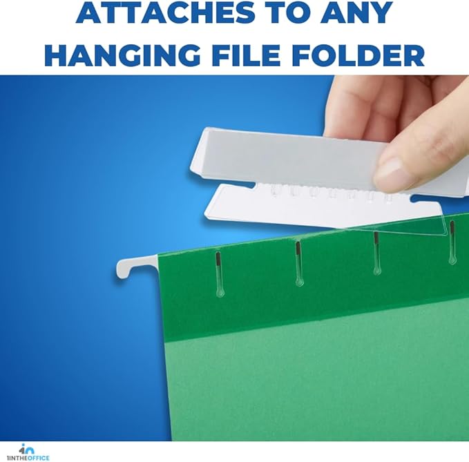 1InTheOffice Clear Hanging Folder Tabs and Inserts, Plastic Clear Tabs and Inserts, File Folder Tabs, 3-1/2" x 5/8", 100/Pack