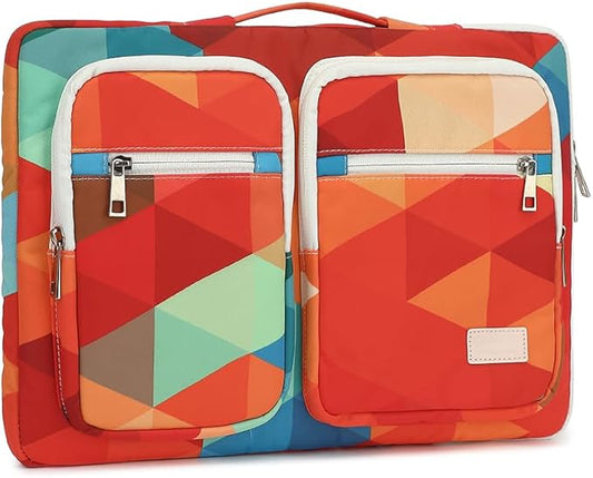 canvaslife 360° Protective Laptop Sleeve Case Bag with 4 Pockets for MacBook Pro 16 inch and 15 inch-15.6 inch Laptop (Rainbow peacock)