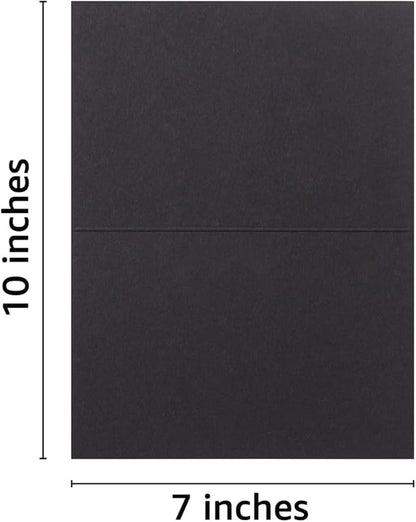 50 Pack Blank Cards Folded Cardstock Thank You Blank Greeting Cards for Invitations, Wedding, Greeting Cards, All Occasion DIY (Black, 5x7)