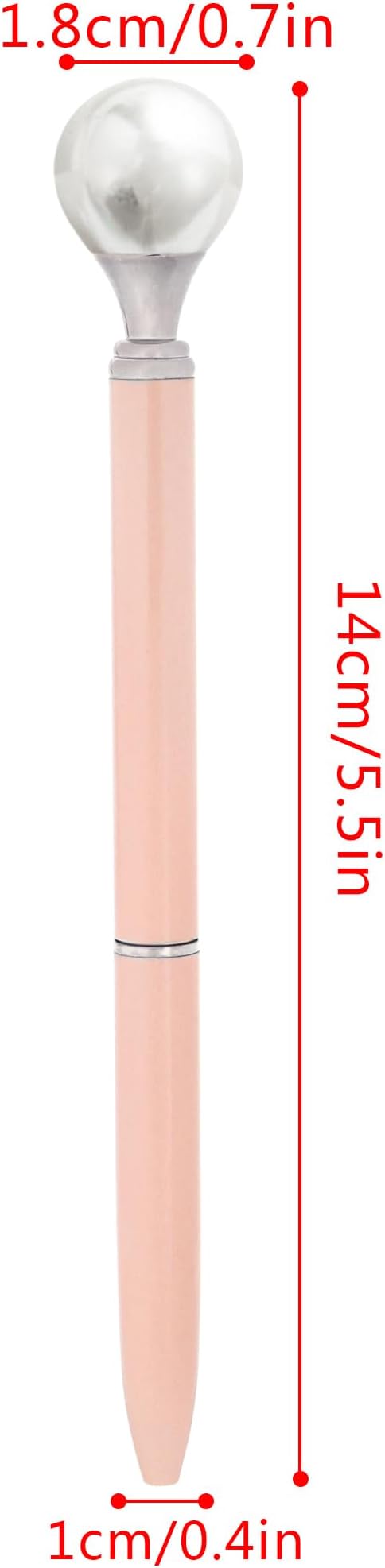 6 Pieces False Pearl Decoration Twist Metal Ballpoint Pen Ball Pen 1.0 MM Black Ink