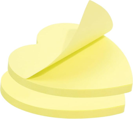 Mini Skater 2 Pack Kraft Paper Sticky Notes Heart Shaped Self-Stick Blank Book Tabs Paper Markers Sticky Notes Pad 100 Sheets Index Sticker (Light Yellow)