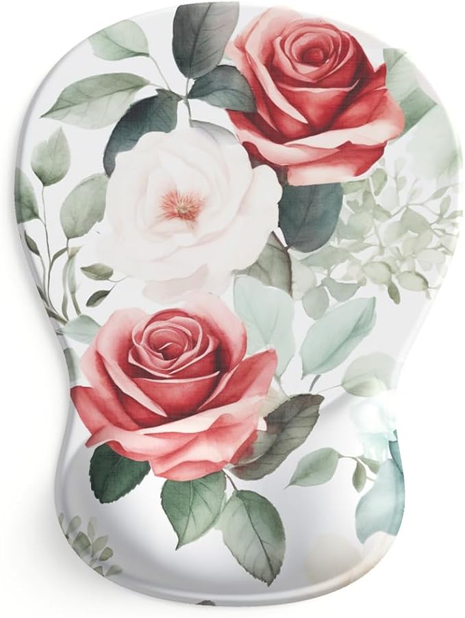 ErgoComfort Gel Wrist Rest Mouse Pad-Ergonomic Office Mousepad with Wrist Support-Non-Slip, Design Desk Accessories Mat for Home&Game Decor (08Eternal Roses)