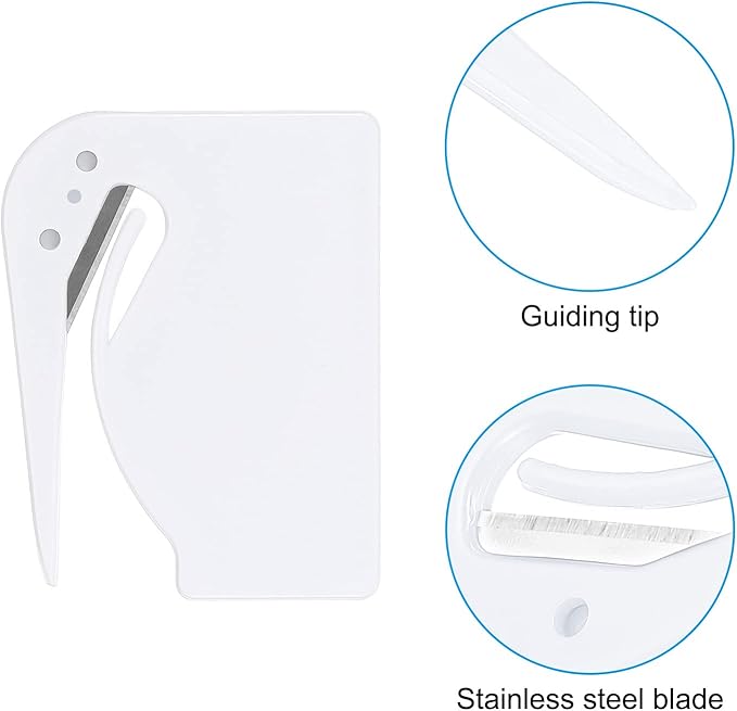 PATIKIL Letter Opener Envelope Slitter, 8 Pcs Mail Slitter with Razor Safe Mail Opener for Envelope Paper Package Open for Home, Office White