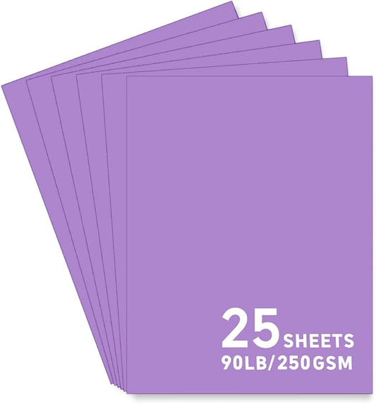 25Sheets Purple Cardstock Paper, 8.5 x 11 Card stock for Cricut, Thick Construction Paper for Card Making, Scrapbooking, Craft 90 lb / 250 gsm