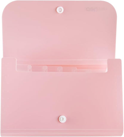 Expanding File Folder, Subdivision Accordion File Folder Mini Organizer PP Wallet for Cards,Coupons,Receipt,Tax Item or Changes,7x4.5 Inches,12 Pockets with Tabs and Check Case(Pink)