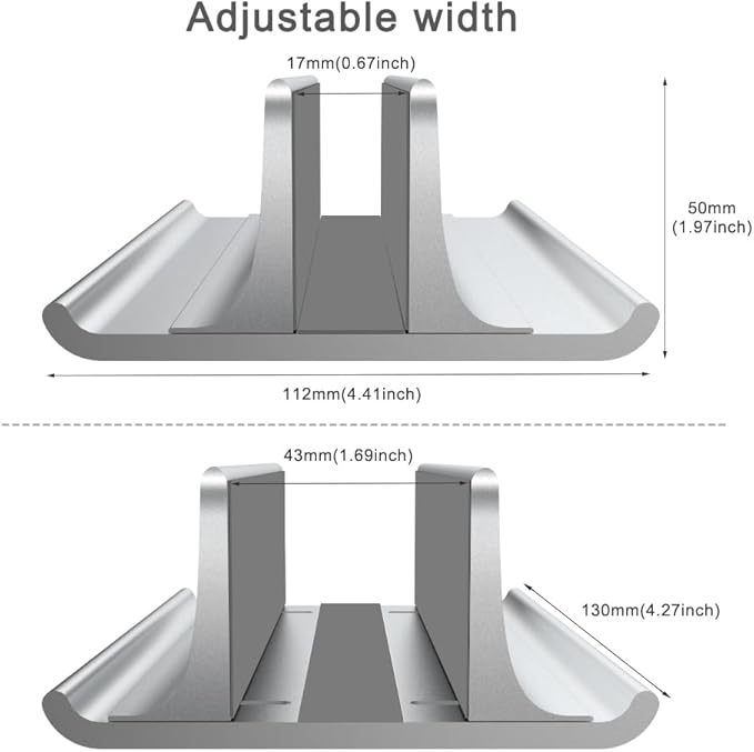 Vaydeer 3-in-1 Aluminum Laptop Stand Vertical Laptop Stand Holder for Desk with Adjustable Dock, Space-Saving Organizer for All MacBook, Surface, Samsung, HP, Dell, up to 17.3 inch