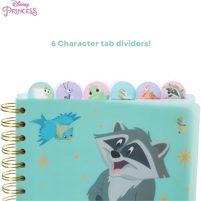 Innovative Designs Disney Princess Journal Notebook, Spiral Bound, 144 Lined Pages, 8 x 7 inches, Light Green, Disney Princess Movie Characters
