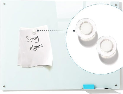 Magnetic Glass Whiteboard, 36"x48"(90x120cm) Frameless Dry Erase Board White Board Surface Wall Mounted for Office, Classroom & Home