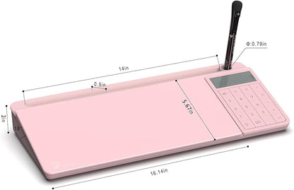 TOWON Desk Dry Erase Board with Detachable Calculator, Small Glass Desktop Whiteboard, Desktop whiteboard - Glass Dry Erase White Board- Desk Computer Buddy for Home Office Supply, Pink, 17 x 6 in