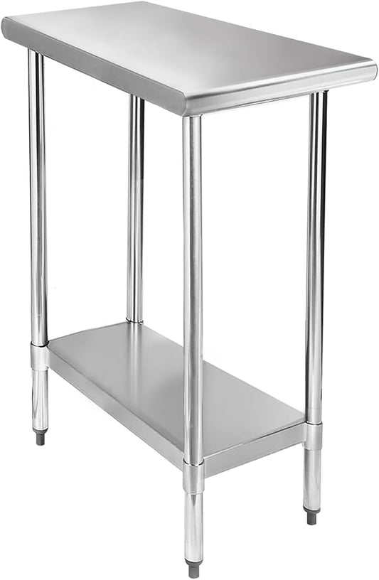 STABLEINK NSF Stainless Steel Table, 30 x 14 Inches Metal Prep & Work Table with Adjustable Undershelf, for Commercial Kitchen, Restaurant, Hotel and Garage,Small Stainless Steel Table