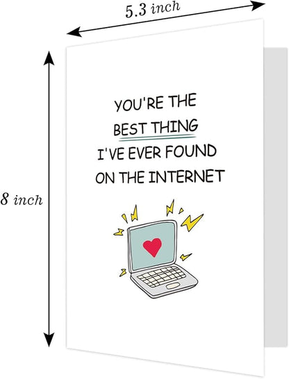 Ogeby Funny Anniversary Card for Boyfriend Girlfriend, Internet Dating Valentines Day Card Gift, Best Thing I've Ever Found on The Internet