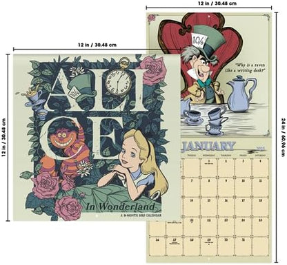 Alice in Wonderland Calendar 2025 - Deluxe 2025 Alice in Wonderland Wall Calendar Bundle with Over 100 Calendar Stickers (Tim Burton Gifts, Office Supplies)
