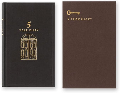 Midori 12396006A Diary, For 5 Year Rows, Door, Black, With Buver