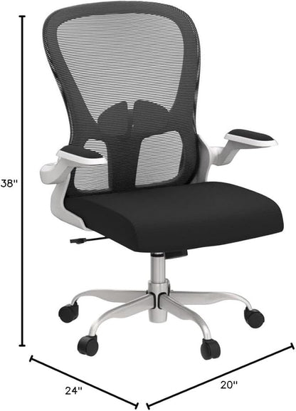 Ergonomic Office Chair, Comfort Swivel Home Office Task Chair, Breathable Mesh Desk Chair, Lumbar Support Computer Chair with Flip-up Arms and Adjustable Height
