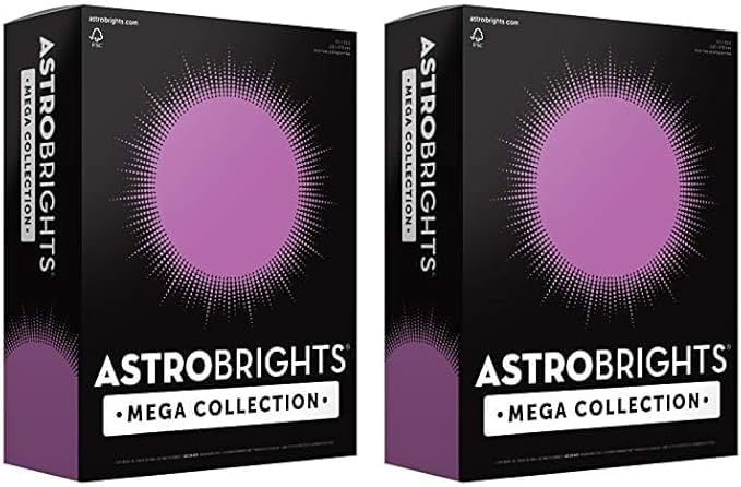 Astrobrights Mega Collection, Colored Cardstock, Bright Purple, 320 Sheets, 65 lb/176 gsm, 8.5" x 11" - MORE SHEETS! (91697) (Pack of 2)