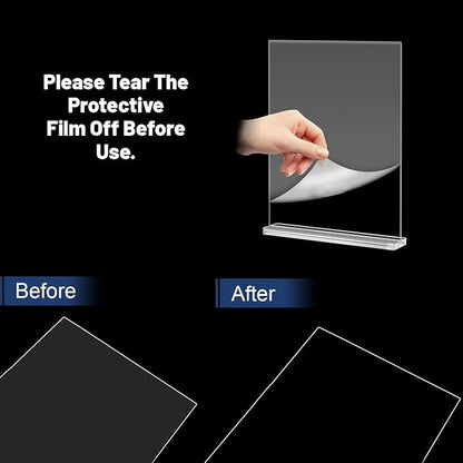 6 Pack Acrylic Sign Holder 8.5 X 11, Vertical T Shape Clear Plastic Sign Holder, Double Sided Clear Display Stand Table Top Sign Paper Holder, Sign Holder Suitable for Office, Store, Restaurant
