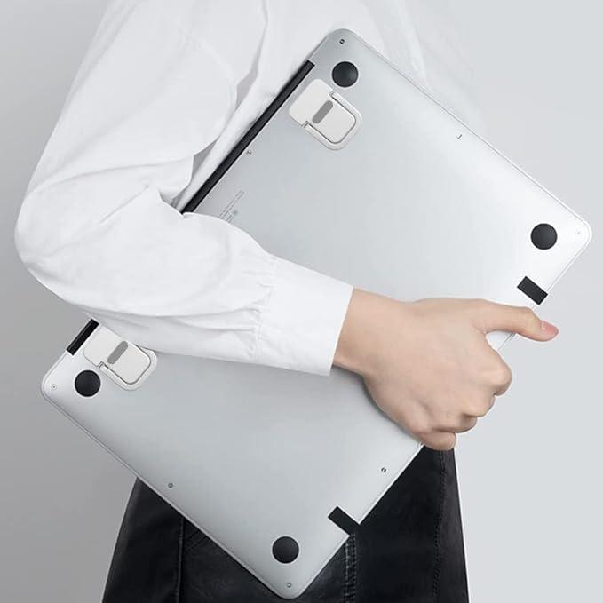 2Pcs Self-Adhesive Keyboard Stand for Desk, Adjustable Laptop Stand Riser Feet, Aluminum Portable Laptop Kickstand Aluminum Stable for MacBook, 10-18" Laptop, iPad(Silver)