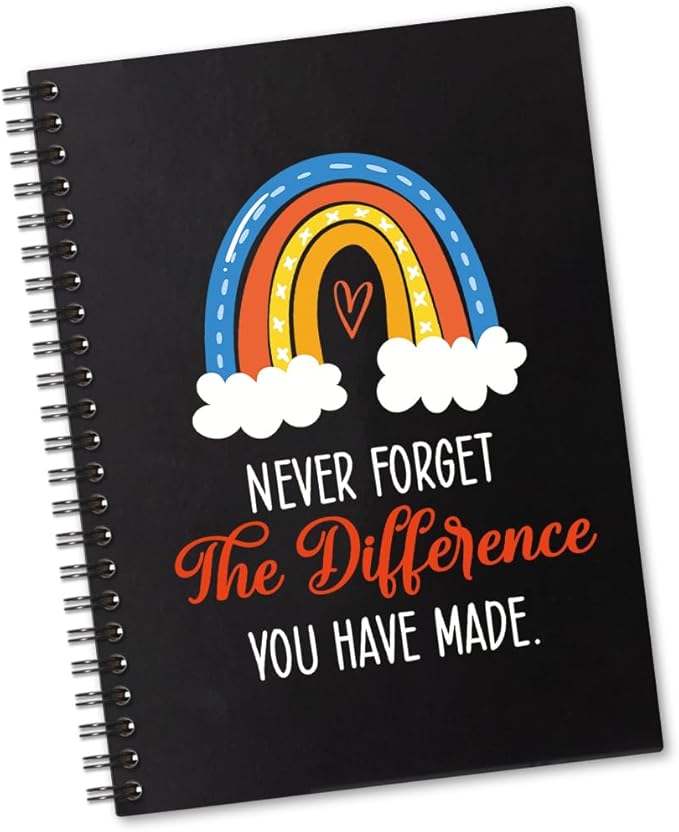 Never Forget the Difference You Made 160 Blank Pages Spiral Notebook, Appreciation Gift for Employee, Going Away Gift for Coworker, Retirement Gift for Colleague, Farewell Gift for Friend