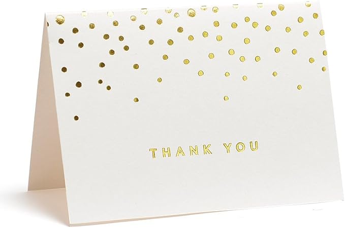 Gartner Studios Gold Foil Dots Thank You Cards, Ivory and Gold Foil Blank Thank You Notes, 3.5” x 5”, Set of 50 Blank Notecards with Envelopes (13745)