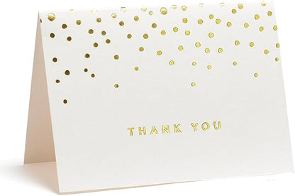 Gartner Studios Gold Foil Dots Thank You Cards, Ivory and Gold Foil Blank Thank You Notes, 3.5” x 5”, Set of 50 Blank Notecards with Envelopes (13745)