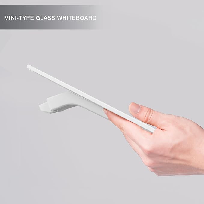 Small Glass Desk Whiteboard Dry-Erase Board with Clock, Small Travel Clock Keychain with Desk Notepad, Time Table Whiteboard for Desk Digital LED Light Display, 8x6 in with Accessories, White