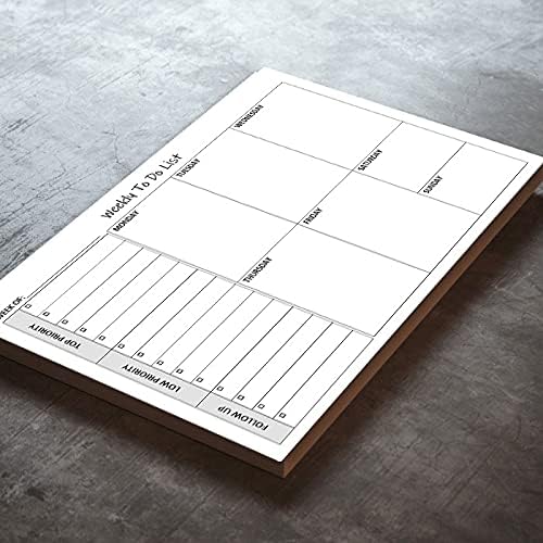 Weekly TO DO List Notepads (2 Pack, 50 Pages Each) Task Pad Planner w/Daily Checklist, Priority ToDo & Note Sections. Desk Notebook Pad to Organize Office. 8.5 X 5.5, A5 Sheets. Made in the USA.