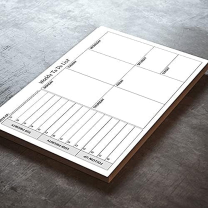 Weekly TO DO List Notepads (2 Pack, 50 Pages Each) Task Pad Planner w/Daily Checklist, Priority ToDo & Note Sections. Desk Notebook Pad to Organize Office. 8.5 X 5.5, A5 Sheets. Made in the USA.