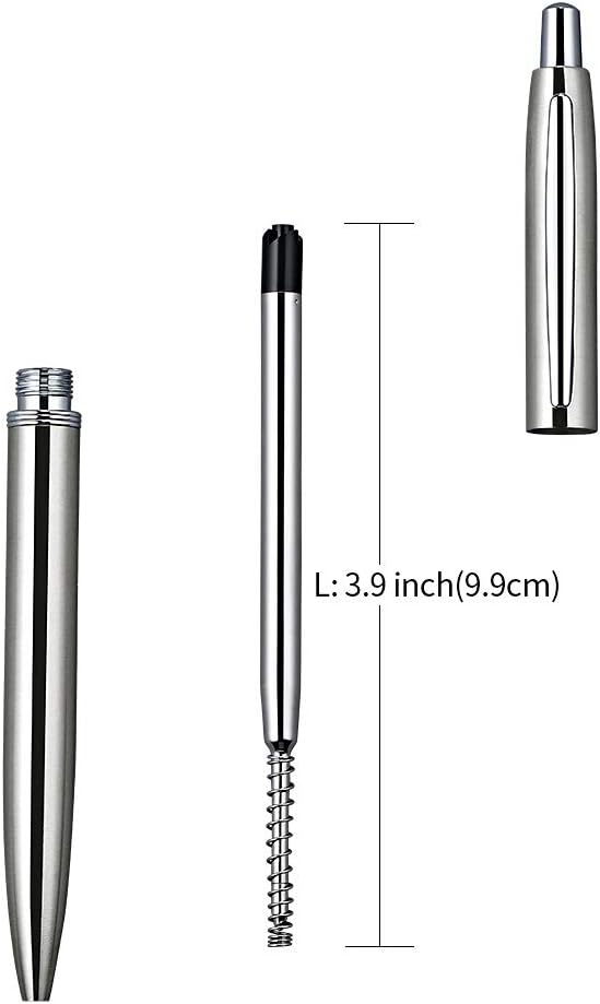 ChaoQ 3 Pcs Retractable Metal Ballpoint Pens, for Gift, Business, Office, 1.0mm Medium Point Black Ink, 6 Extras Replaceable Metal Refills - Stainess Steel