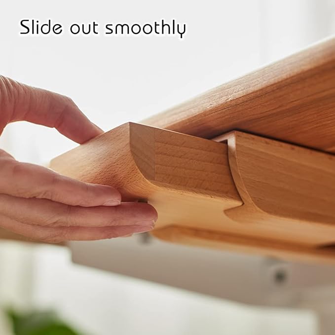 Under Desk Drawer Wood, Self-Adhesive Hidden Drawer Organizer Slide Out, Easy Installation Handmade Under Table Storage, Attachable Pencil Phone Holder For Office Home Classroom (Bamboo Big)