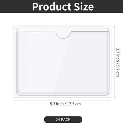 100 Pack Self-Adhesive Index Card Pockets for 3" x 5" Card,Clear Plastic Labels Holders with Top Open for Loading, Storage Bins, Library and Bins