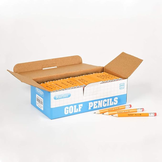 Golf Pencils with Erasers, 2 HB, Pre-Sharpened, 200 Count Bulk Pack