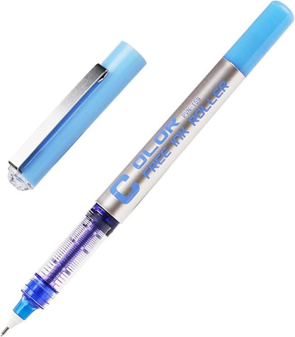 EYEYE Blue Rollerball Pens 0.5mm, 6 Pack Extra Fine Point Liquid Ink Roller Ball Needle Pen Quick Dry, Pen Fine Point Smooth Writing Pens for Journaling, Note Taking, Office, School Supplies
