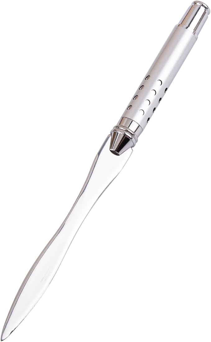 AUEAR, Silver Metal Letter Opener Hand Envelope Slitter for Office Home Supplies