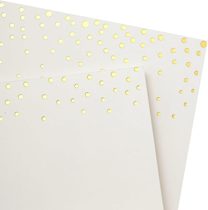 Gartner Studios Gold Foil Dots Print-at-Home Wedding Invitation Kit, Includes Response Cards, Cream White, 5” x 7” and 3.5” x 5”, Set of 50, 47027