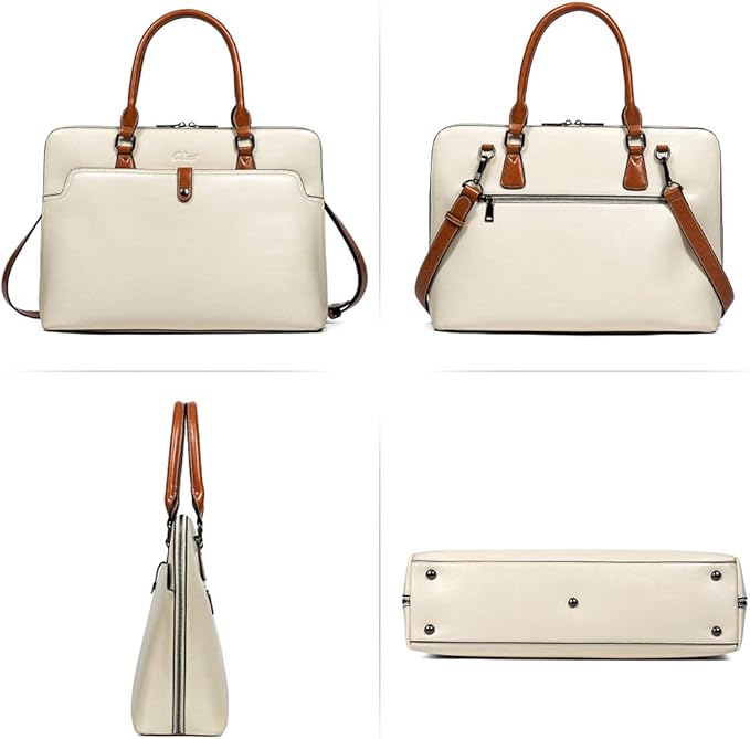 CLUCI Leather Briefcase for Women 15.6 Inch Laptop Business Vintage Slim Ladies Shoulder Bag