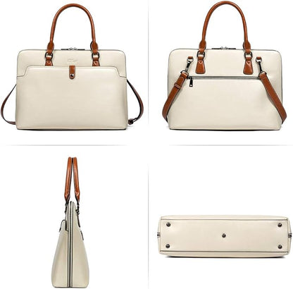 CLUCI Leather Briefcase for Women 15.6 Inch Laptop Business Vintage Slim Ladies Shoulder Bag