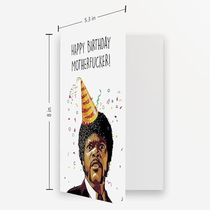 OJsensai Funny Samuel L Jackson Birthday Card, Pupl Fiction Card for Friend, Humorous Bday Card for Him Her, Rude Card for Boyfriend