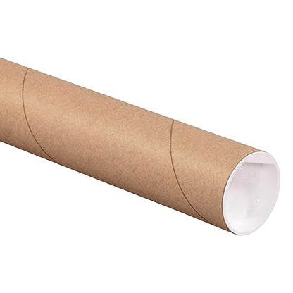 BOX USA Cardboard Tubes with Caps, 12"L x 2"W x 2"H, Pack of 50 | Poster Tube for Mailing and Storage of Blueprints, Artwork, Crafts, Long Art Holder, 12 inches