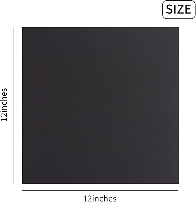 100 Pack Thick Paper Cardstock Blank Heavy Cards Stock for Invitations, Greeting Cards Making, Postcards, Photos, 250GSM Thick Paper (Black, 12x12 inches)