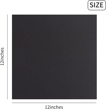 100 Pack Thick Paper Cardstock Blank Heavy Cards Stock for Invitations, Greeting Cards Making, Postcards, Photos, 250GSM Thick Paper (Black, 12x12 inches)