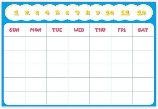 GEEKBEAR Dry Erase Refrigerator Calendar with 3 Markers - Attachable to Any Fridge with Special Suction Cups - Monthly and Weekly Designs, Acrylic - 15.7" x 10.6" (08. Cloud, Monthly)