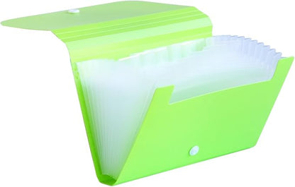 Expanding File Folder, Subdivision Accordion File Folder Mini Organizer PP Wallet for Cards,Coupons,Receipt,Tax Item or Changes,7x4.5 Inches,12 Pockets with Tabs and Check Case(Green)