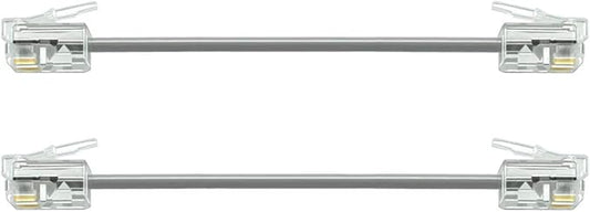 NECABLES 2Pack 3 Inch Short Telephone Cord Phone Cable Wall Phone Cord for Landline RJ11 6P4C Male to Male