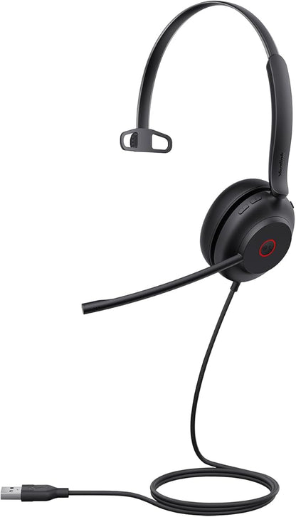Yealink UH35 Professional USB Headset, Mono Wired Headset with Noise Cancelling Microphone, Call and Music Mode, Lightweight Comfort Design, Teams Certified