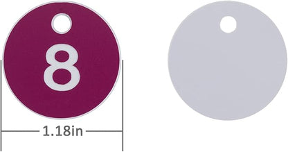 StayMax Plastic ID Number Tags Engraved Tags Key Tags Without Key Rings (1-50, Purple)