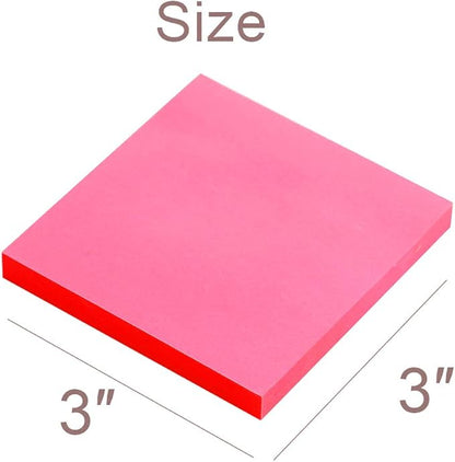 Vanpad Sticky Notes 3x3 Inches, Rose red Self-Stick Pads, Easy to Post for Home, Office, Notebook, 8 Pads/Pack