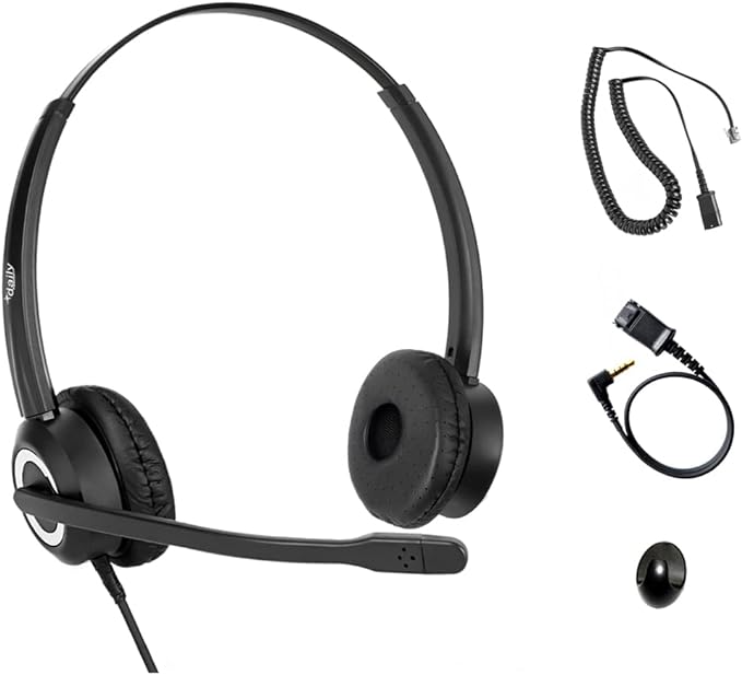 Polycom Phone Headset Noise Cancelling Mic RJ9 U10P Bottom Cable Compatible with Polycom VVX, Shoretel, Nortel (Avaya) Phones