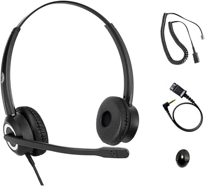 Polycom Phone Headset Noise Cancelling Mic RJ9 U10P Bottom Cable Compatible with Polycom VVX, Shoretel, Nortel (Avaya) Phones