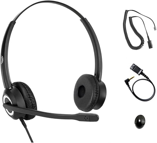 Polycom Phone Headset Noise Cancelling Mic RJ9 U10P Bottom Cable Compatible with Polycom VVX, Shoretel, Nortel (Avaya) Phones